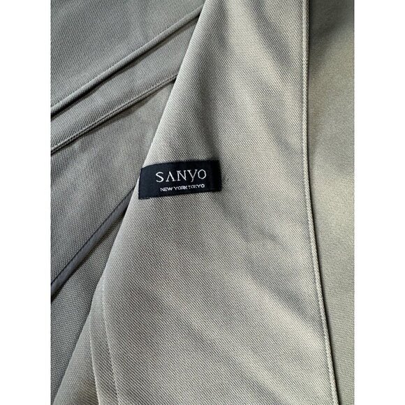 Vintage Sanyo New York Men’s Sz L Khaki Trench Coat Long Over Coat Made in Japan - Picture 13 of 15